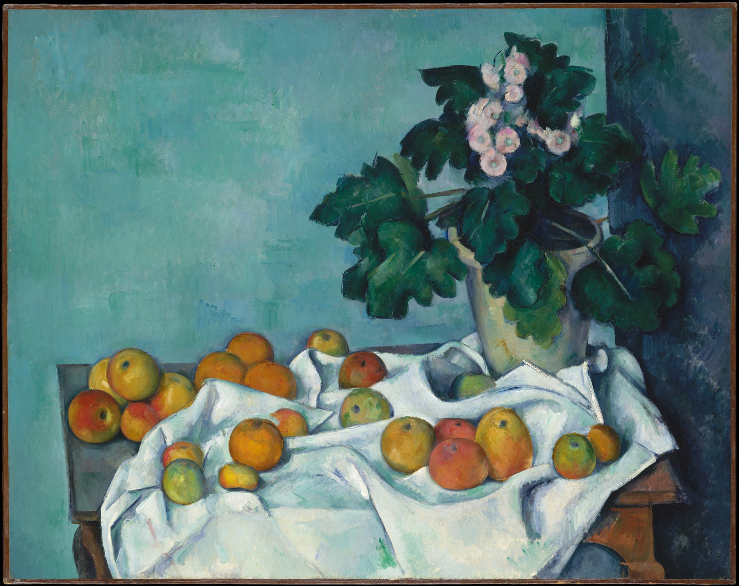 MUGG-018 — Paul Cézanne, Still Life with Apples and a Pot of Primroses (ca. 1890)