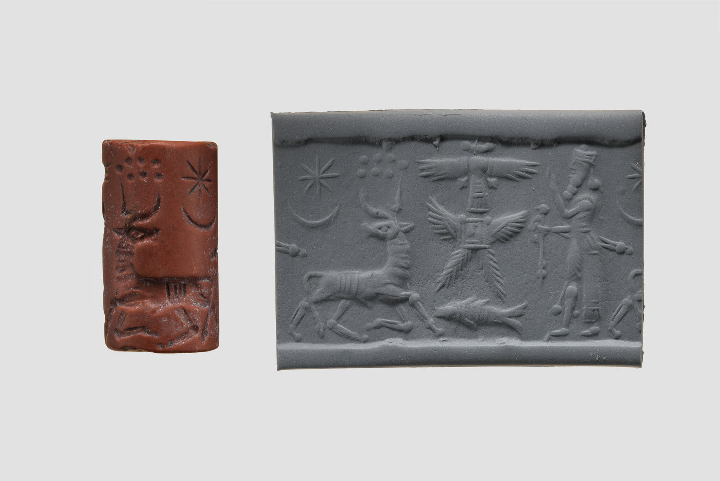 MUGG-056 — , Cylinder seal with cultic scene (late 9th–7th century BCE)