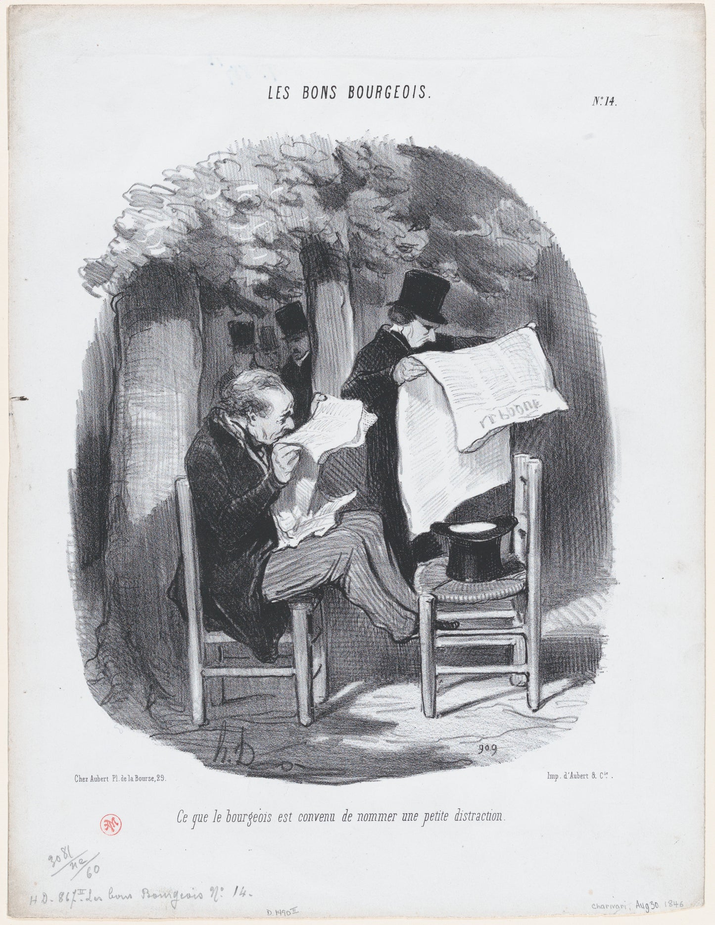 MUGG-080 — Honoré Daumier, What the bourgeois calls a slight distraction, from 'The good bourgeois,' published in "Le Charivari" (August 30, 1846)